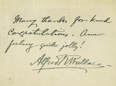 Postcard written by Alfred Russel Wallace Wallace, correspondance, postcard, entomologist, naturalist, archives