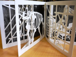 Cut paper work inspired by the layers in the Museum
