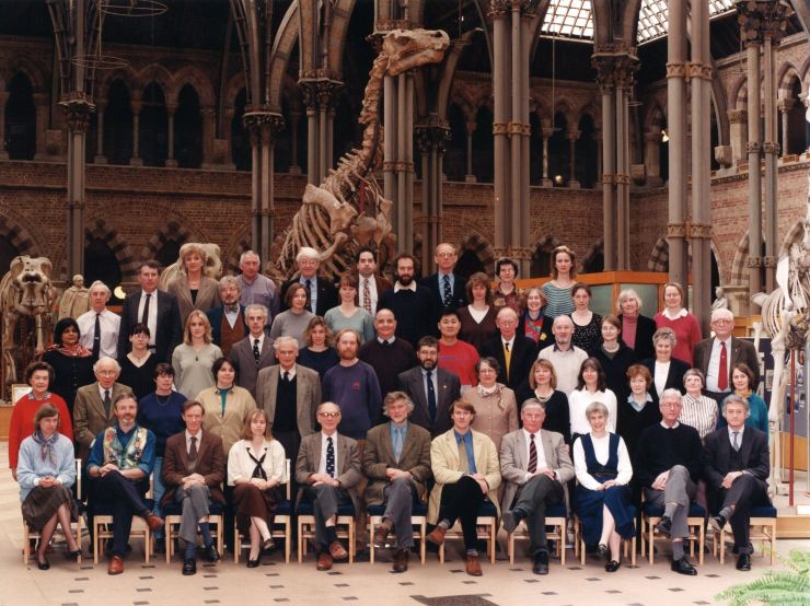 Museum staff in summer 1998. Kristin stands on the far right, second row from the front. Delphrene is on her left.