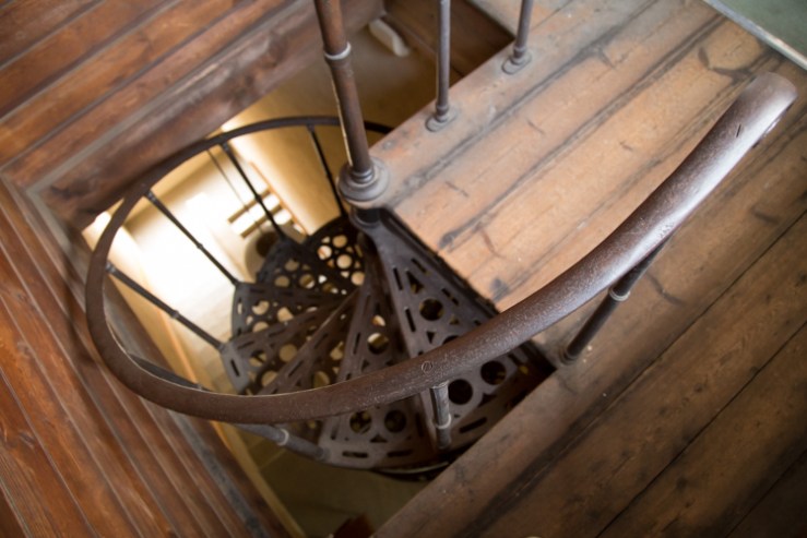 This spiral staircase leads to 'graffiti corner'