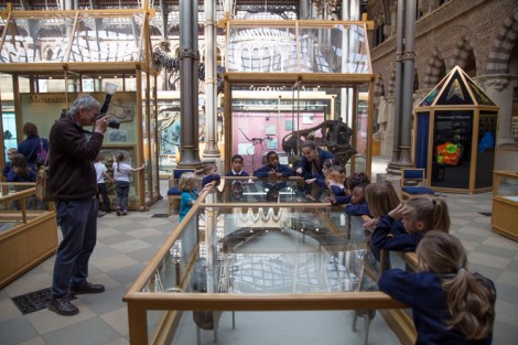 Martin Parr photographing a primary school group for Art Fund Prize for Museum of the Year
