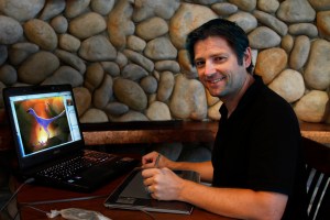 Julius working on a dinosaur reconstruction.