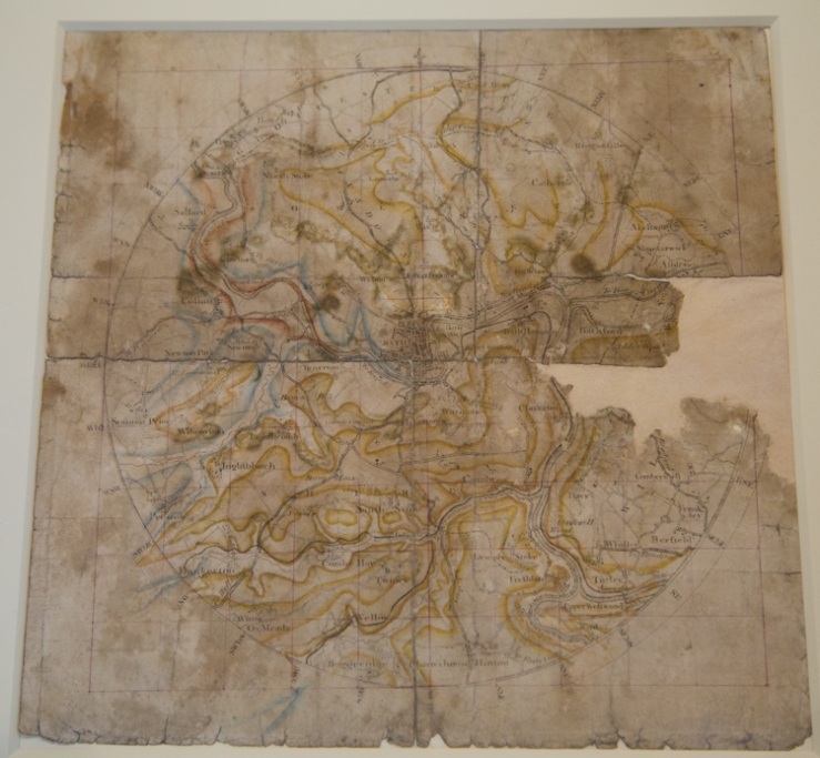 This 1799 map of Bath, on display in the exhibition, is the oldest geological map in the world
