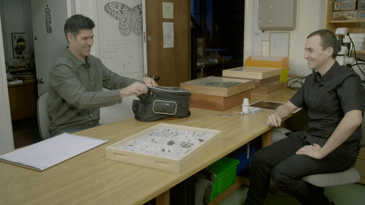 James Hogan (right) selecting specimens with Levon Biss