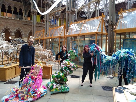 Volunteers and puppets in the museum